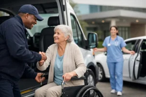Helping passenger into vehicle